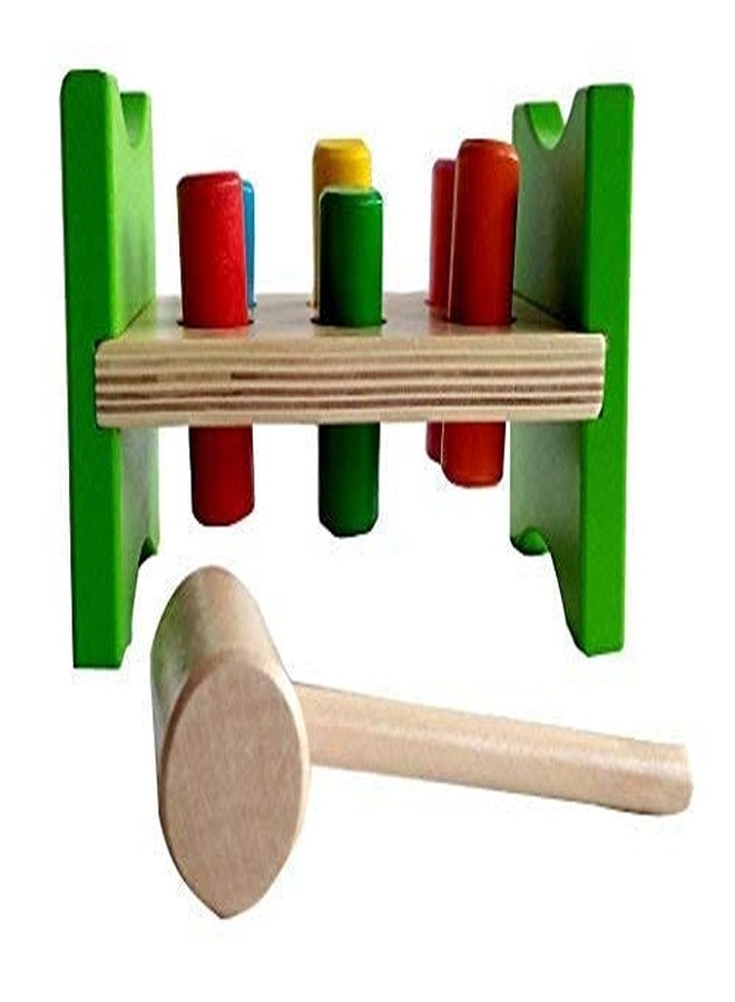 SHORO Classic Wooden Pounding Bench Toy for Toddlers, Pound & Tap Wood Hammer & Colored Pegs | Developmental & Sensory Toy for Boys & Girls - Image 2
